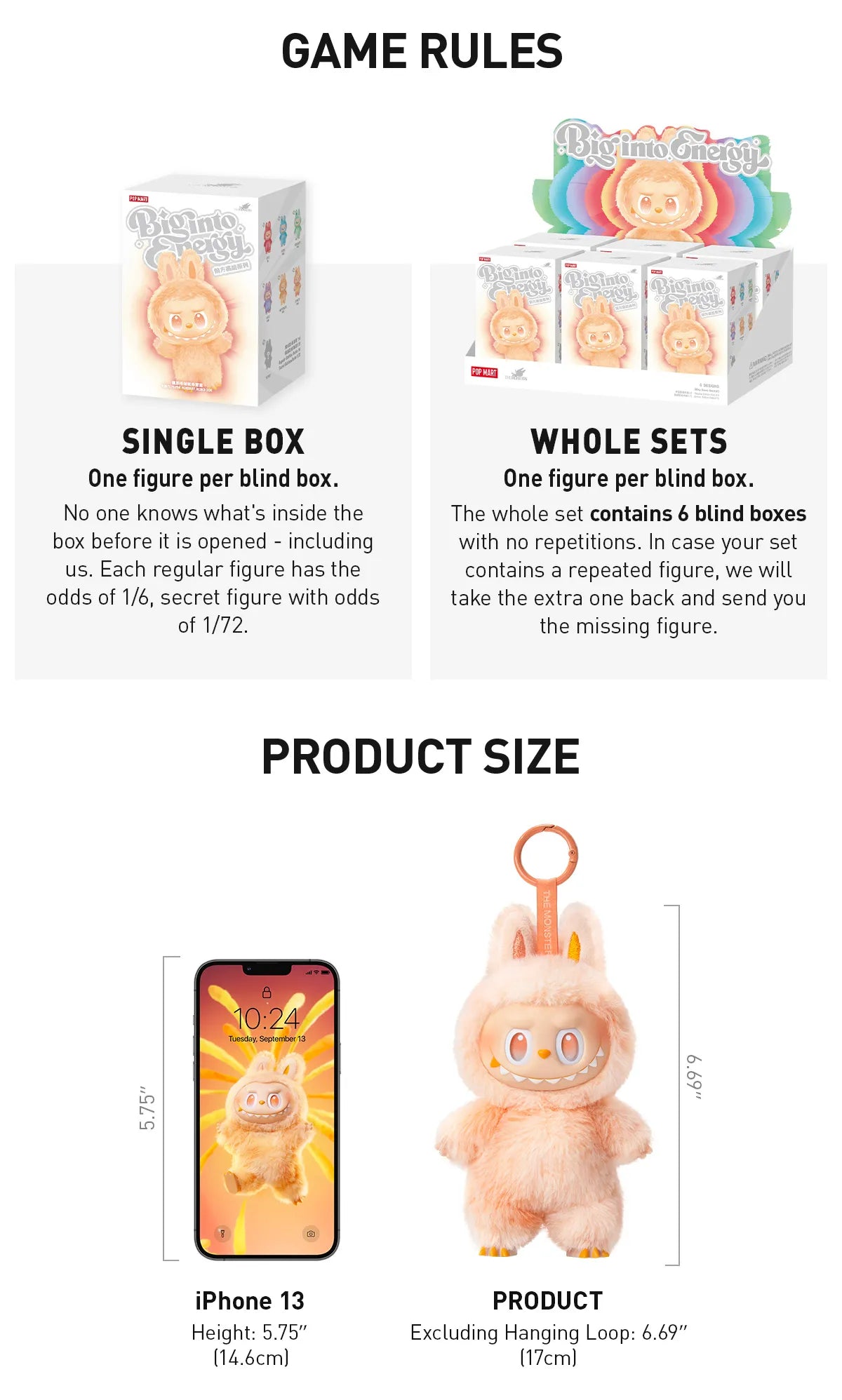 Pop Mart Labubu The Monsters Big into Energy Series Vinyl Plush Pendant Sealed Case (6 Blind Box)